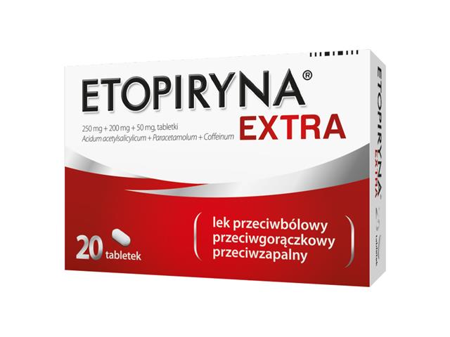 Etopiryna Extra interakcje ulotka tabletki 250mg+200mg+50mg 20 tabl.