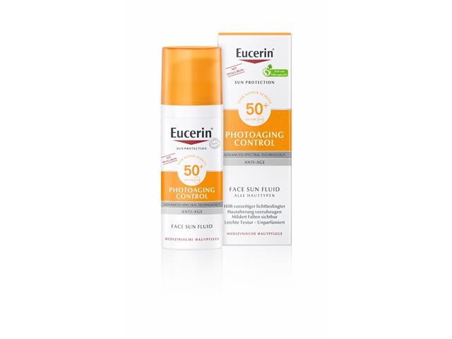 Eucerin Sun Photoaging Control Fluid przeciw fotostarzeniu się skóry ochronny SPF 50+ interakcje ulotka krem  50 ml