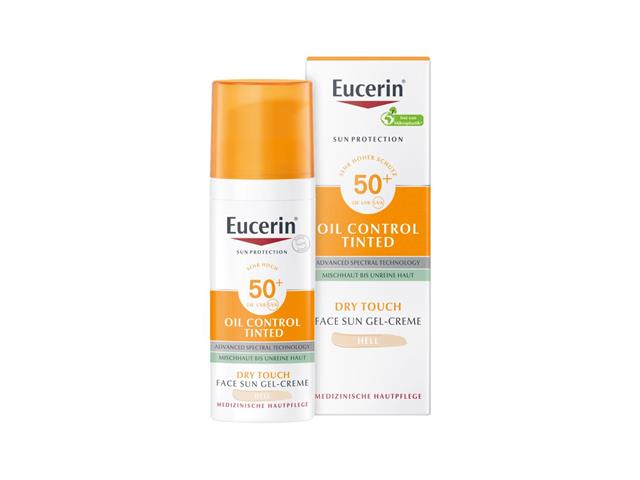 Eucerin Sun Protection Oil Control Dry Touch Żel-krem ochronny light barwiący SPF 50+ interakcje ulotka   50 ml