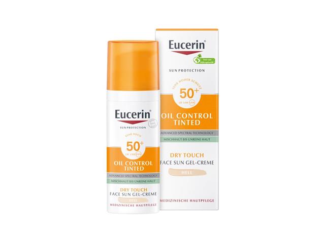 Eucerin Sun Protection Oil Control Dry Touch Żel-krem ochronny light barwiący SPF 50+ interakcje ulotka krem  50 ml