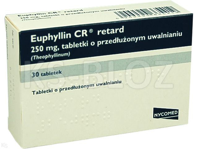 Euphyllin CR Retard interakcje ulotka tabletki o przedłużonym uwalnianiu 250 mg 30 tabl. | 3 blist.po 10 szt.