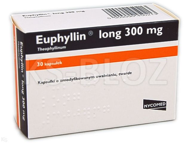 Euphyllin Long interakcje ulotka kapsułki o zmodyfikowanym uwalnianiu twarde 300 mg 30 kaps. | (3 blist. po 10 kaps.)