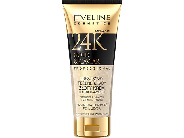 EVELINE COSMETICS 24K Gold & Caviar Regenerujący Krem do rąk dla skóry suchej i bardzo suchej interakcje ulotka krem  100 ml