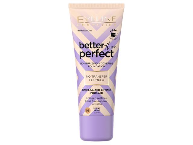 EVELINE COSMETICS BETTER THAN PERFECT NO TRANSFER Podkład nawilżająco-kryjący NR 06 Sunny Biege interakcje ulotka podkład do twarzy - 30 ml