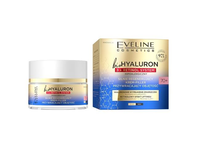 EVELINE COSMETICS BIOHYALURON 3xRETINOL SYSTEM Silnie Regenerujący Krem-Filler 70+ interakcje ulotka   50 ml