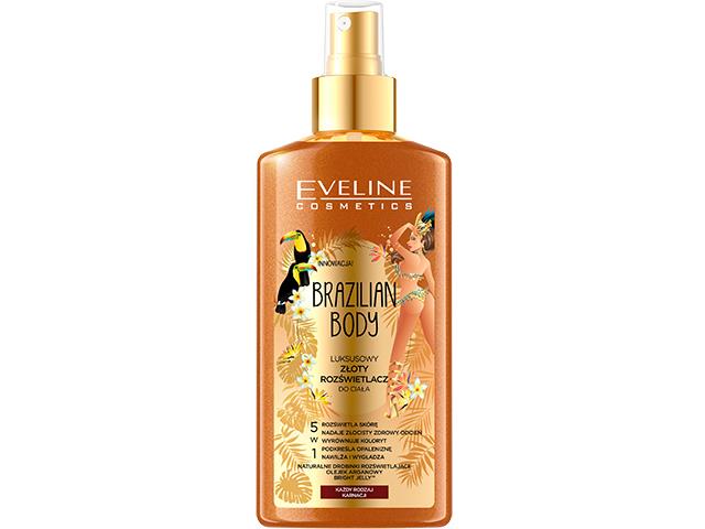 Eveline Cosmetics Brazilian Body Rozświetlacz do ciała luksusowy 5w1 złoty interakcje ulotka balsam - 150 ml