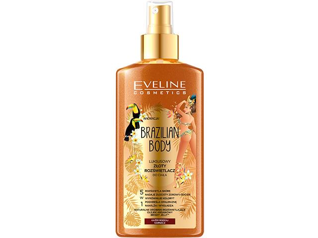 Eveline Cosmetics Brazilian Body Rozświetlacz do ciała luksusowy 5w1 złoty interakcje ulotka balsam  150 ml