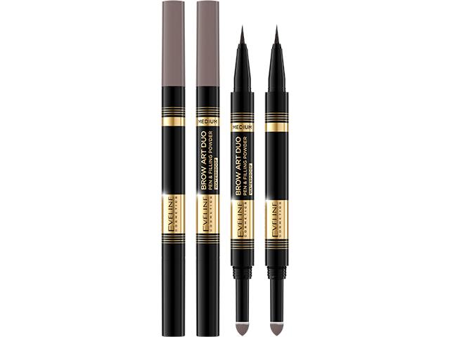 EVELINE COSMETICS BROW ART DUO Pisak i Cień do brwi 02 Medium interakcje ulotka pisak i cień  1 szt.