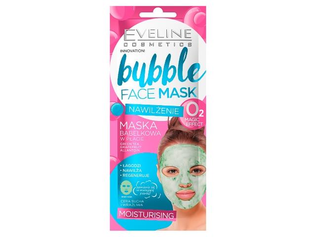 EVELINE COSMETICS BUBBLE FACE MASK Nawilżenie Maska w płacie Geen Tea Grapefruit Allantoin interakcje ulotka maseczka  1 szt.