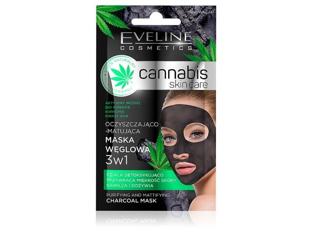 EVELINE COSMETICS CANNABIS SKIN CARE Oczyszczająco-Matująca Maska węglowa 3w1 interakcje ulotka maseczka - 7 ml