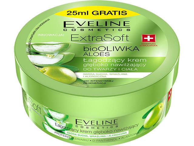 EVELINE COSMETICS EXTRA SOFT BIO Łagodzący Krem głęboko nawilżający do twarzy i ciała interakcje ulotka krem  200 ml