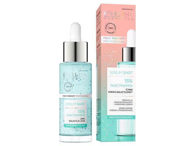 EVELINE COSMETICS FACE THERAPY PROFESSIONAL Serum Shot Kuracja 15% niacynamid Niedoskonałości interakcje ulotka serum  30 ml