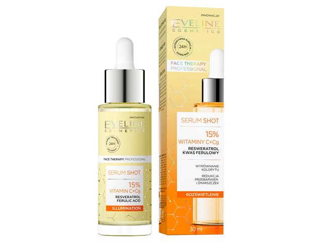 EVELINE COSMETICS FACE THERAPY PROFESSIONAL Serum Shot Kuracja 15% wit. C + Cg Rozświetlenie interakcje ulotka   30 ml