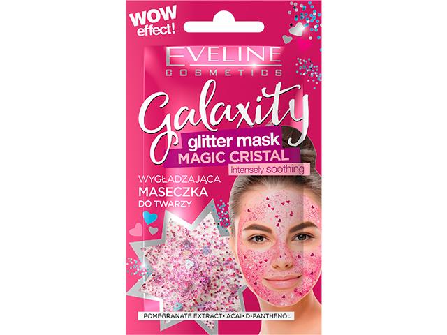 EVELINE COSMETICS Galaxity Glitter Mask Wygładzająca Maseczka do twarzy Magic Cristal interakcje ulotka maseczka  10 ml