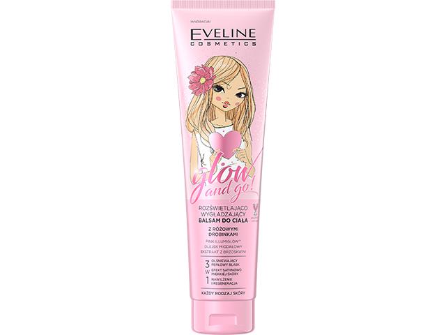EVELINE COSMETICS GLOW AND GO! Rozświetlająco-Wygładzający Balsam do ciała z różowymi drobinkami interakcje ulotka balsam - 150 ml