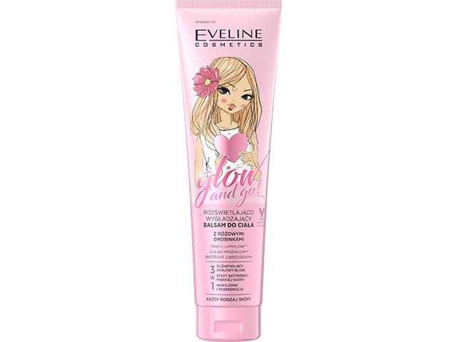 EVELINE COSMETICS GLOW AND GO! Rozświetlająco-Wygładzający Balsam do ciała z różowymi drobinkami interakcje ulotka balsam  150 ml