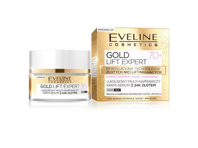 Eveline Cosmetics Gold Lift Expert Krem luksusowy multinaprawczy na dzień, noc z 24k złotem 70+ interakcje ulotka krem  50 ml