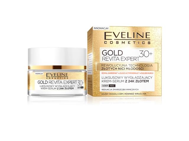 EVELINE COSMETICS GOLD REVITA EXPERT Wygładzający Krem-Serum z 24K złotem 30+ interakcje ulotka krem  50 ml