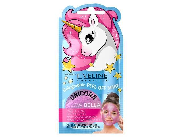 EVELINE COSMETICS HOLOGRAPHIC UNICORN PEEL-OFF Matująco-Oczyszczająca Maseczka Glow Bella interakcje ulotka maseczka  7 ml