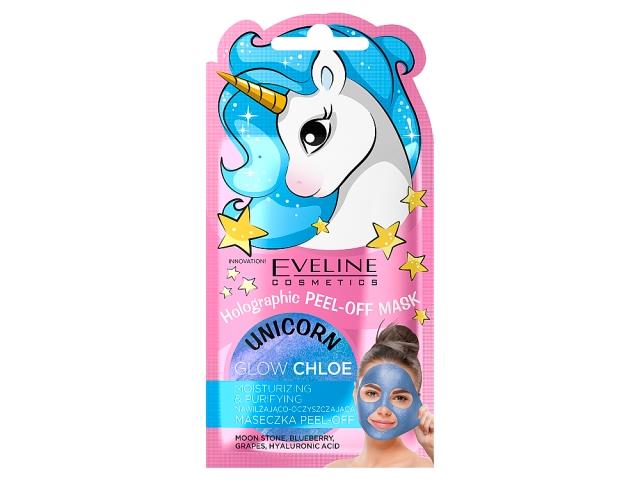 EVELINE COSMETICS HOLOGRAPHIC UNICORN PEEL-OFF Nawilżająco-Oczyszczająca Maseczka Glow Chloe interakcje ulotka maseczka  7 ml