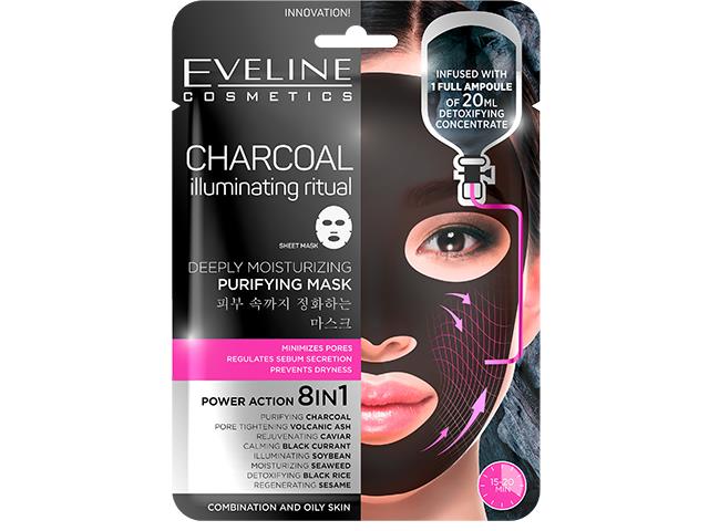 EVELINE COSMETICS Maska płachtowa z węglem 8w1 interakcje ulotka maseczka - 1 szt.