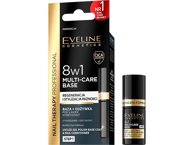 EVELINE COSMETICS NAIL THERAPY 8w1 Multi-Care Base Baza+Odżywka pod Lakier Hybrydowy interakcje ulotka odżywka do paznokci - 5 ml