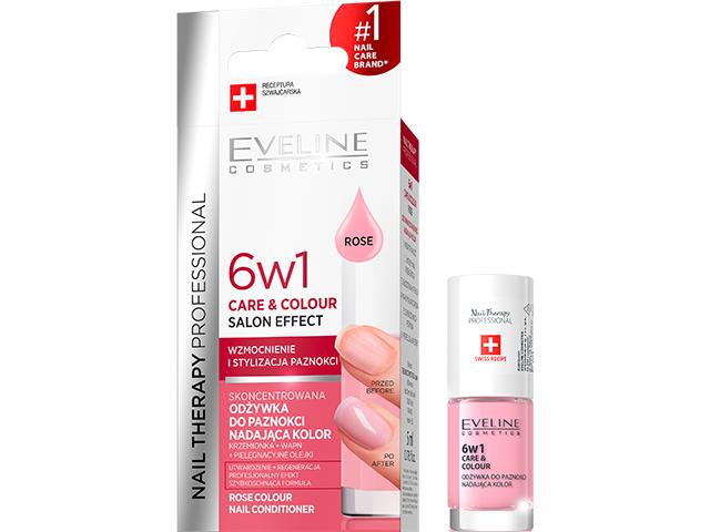 EVELINE COSMETICS NAIL THERAPY PROFESSIONAL CARE & COLOR Skoncentrowana Odżywka do paznokci 6w1 Rose interakcje ulotka odżywka do paznokci  5 ml