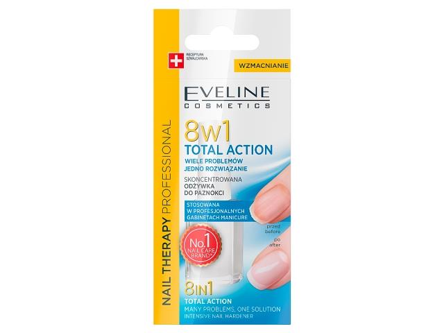 Eveline Cosmetics Nail Therapy Professional Odżywka do paznokci skoncentrowana, 8w1 interakcje ulotka odżywka do paznokci  12 ml