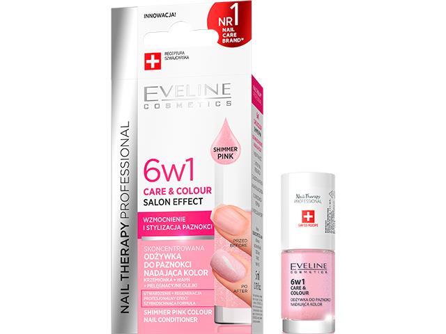 EVELINE COSMETICS NAIL THERAPY Skoncentrowana Odżywka do paznokci 6w1 Shimmer Pink interakcje ulotka odżywka do paznokci  5 ml