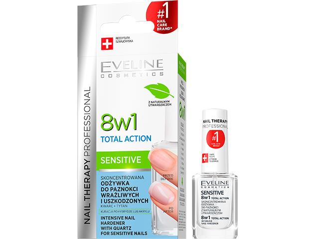 Eveline Cosmetics Nail Therapy Total Action Sensitive Odżywka do paznokci 8w1 interakcje ulotka odżywka do paznokci - 12 ml