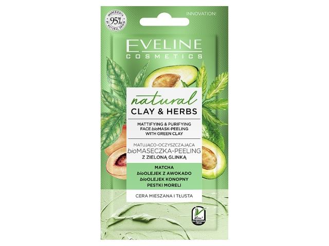 EVELINE COSMETICS NATURAL CLAY&HERBS Matująco-Oczyszczająca Maseczka-Peeling z zieloną glinką interakcje ulotka maseczka - 8 ml