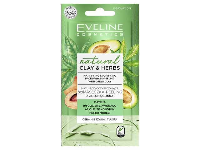 EVELINE COSMETICS NATURAL CLAY&HERBS Matująco-Oczyszczająca Maseczka-Peeling z zieloną glinką interakcje ulotka maseczka  8 ml