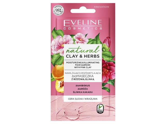 EVELINE COSMETICS NATURAL CLAY&HERBS Nawilżająco-Rozświetlająca Maseczka z różową glinką interakcje ulotka maseczka  8 ml