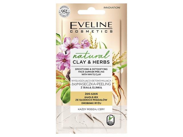 EVELINE COSMETICS NATURAL CLAY&HERBS Wygładzająco-Detoksykująca Maseczka-Peeling z białą glinką interakcje ulotka maseczka - 8 ml