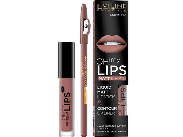 EVELINE COSMETICS OH! MY LIPS Zestaw Matowa Pomadka w płynie i Konturówka nr 02 Milky Chocolate interakcje ulotka zestaw - 4,5 ml (+ 1 szt.)