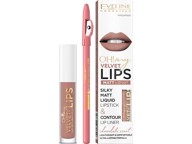 EVELINE COSMETICS OH! MY VELVET LIPS Zestaw Pomadka w płynie i Konturówka nr 11 Cookie Milkshake interakcje ulotka zestaw - 4,5 ml (+ 1 szt.)
