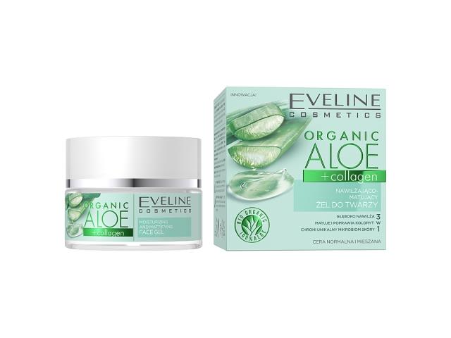 EVELINE COSMETICS ORGANIC ALOE + COLLAGEN Nawilżająco-Matujący Żel do twarzy interakcje ulotka żel - 50 ml