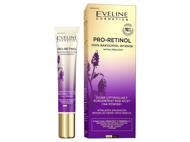 EVELINE COSMETICS PRO-RETINOL 100% BAKUCHIOL Silnie Liftingujący Koncentrat pod oczy i na powieki interakcje ulotka koncentrat - 20 ml