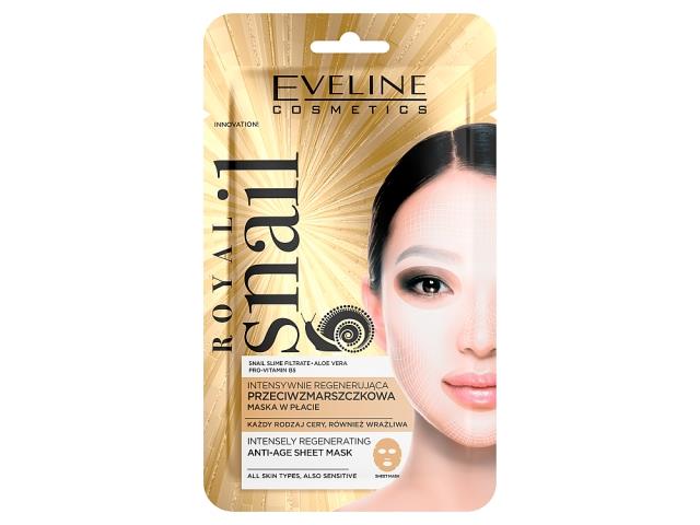 EVELINE COSMETICS ROYAL SNAIL Intensywnie Regenerująca Przeciwzmarszczkowa Maska w płacie interakcje ulotka maseczka - 1 szt.