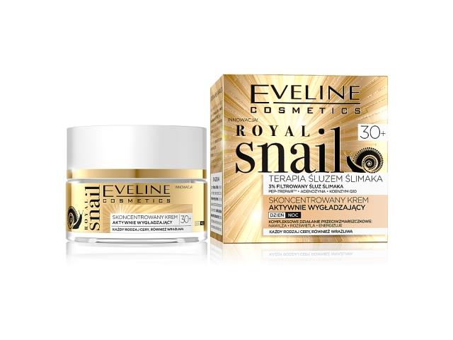 EVELINE COSMETICS ROYAL SNAIL Skoncentrowany Krem aktywnie wygładzający 30+ interakcje ulotka krem  50 ml