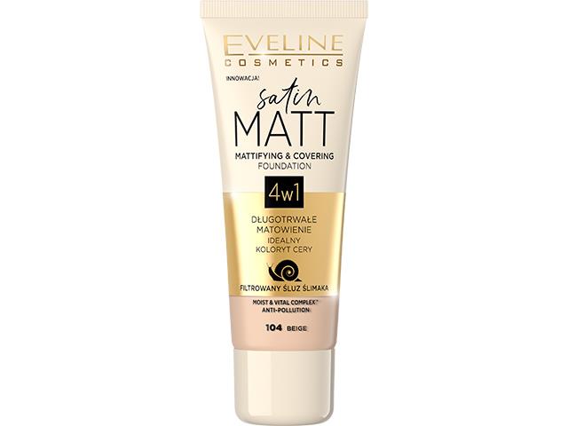 Eveline Cosmetics Satin Matt Podkład matująco-kryjący beige NR 104 interakcje ulotka podkład do twarzy  30 ml