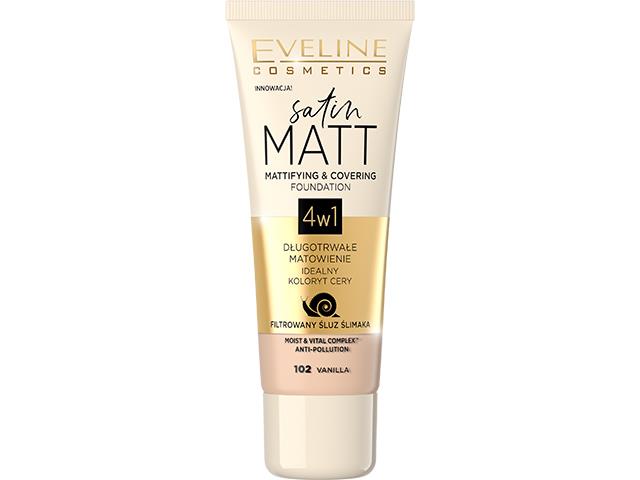 Eveline Cosmetics Satin Matt Podkład matująco-kryjący vanilla NR 102 interakcje ulotka podkład do twarzy - 30 ml