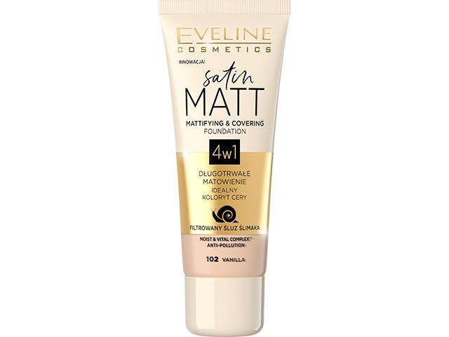 Eveline Cosmetics Satin Matt Podkład matująco-kryjący vanilla NR 102 interakcje ulotka podkład do twarzy  30 ml