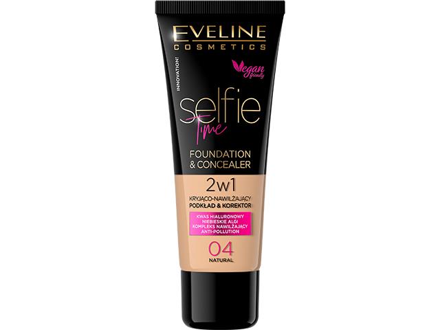 Eveline Cosmetics Selfie Time Podkład i korektor kryjąco-nawilżający 2w1 natural NR 04 interakcje ulotka podkład do twarzy  30 ml