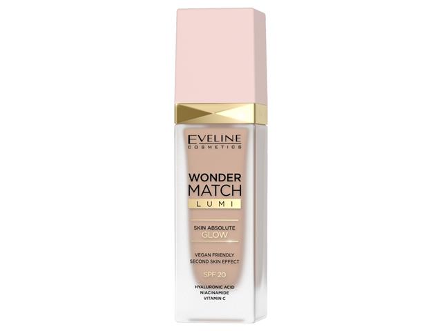 EVELINE COSMETICS WONDER MATCH LUMI Luksusowy Podkład rozświetlający do twarzy nr 20 Nude Warm interakcje ulotka podkład do twarzy  30 ml