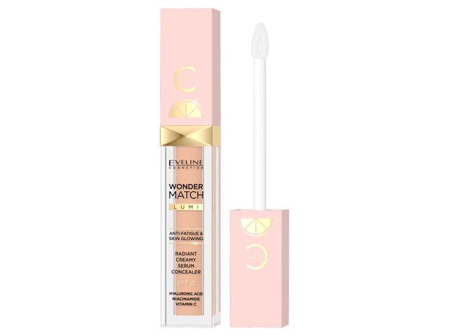 EVELINE COSMETICS WONDER MATCH LUMI Rozświet.Korektor-serum z Witaminą C SPF15 nr 20 nude warm interakcje ulotka korektor - 6,8 ml