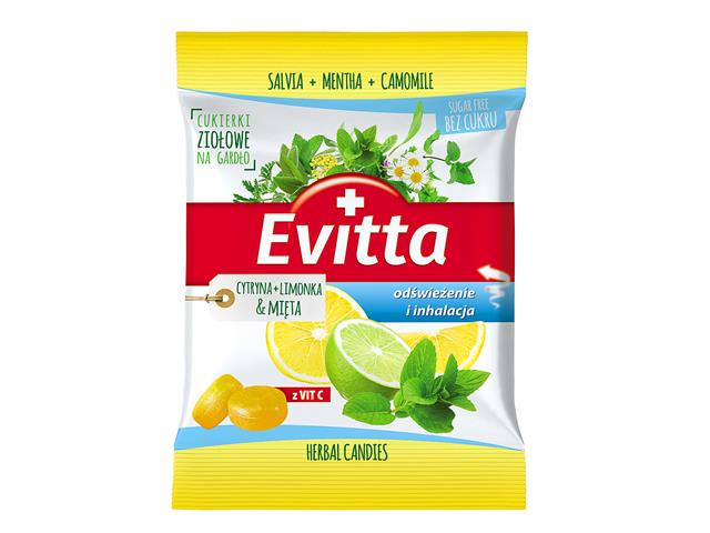 Evitta Cukierki ziołowe bez cukru z wit.c o smaku cytryny, limonki i mięty interakcje ulotka cukierki  60 g