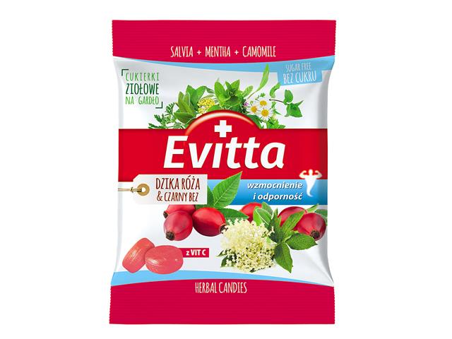 Evitta Cukierki ziołowe bez cukru z wit.c o smaku dzikiej róży i czarnego bzu interakcje ulotka cukierki - 60 g
