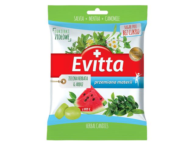 Evitta Cukierki ziołowe bez cukru z wit.c o smaku zielonej herbaty i arbuza interakcje ulotka cukierki - 60 g