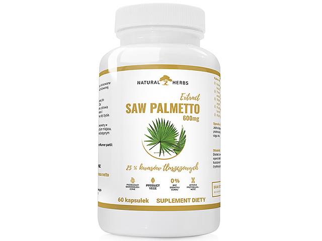 Extract Saw Palmetto 600mg 25 % kwasów tłuszczowych interakcje ulotka kapsułki  60 kaps.